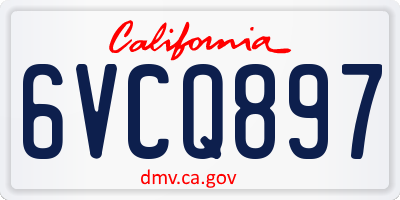 CA license plate 6VCQ897