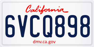 CA license plate 6VCQ898