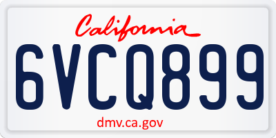 CA license plate 6VCQ899