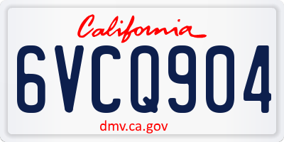 CA license plate 6VCQ904
