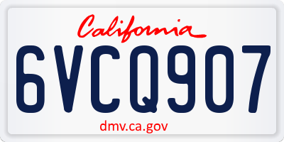 CA license plate 6VCQ907