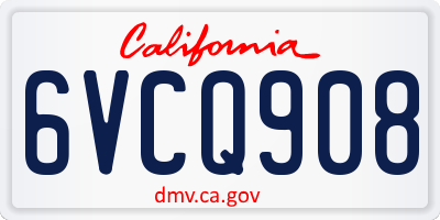 CA license plate 6VCQ908