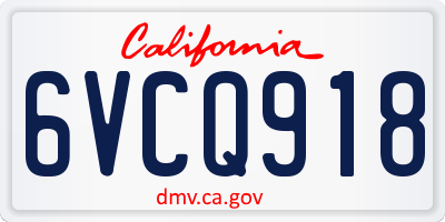 CA license plate 6VCQ918