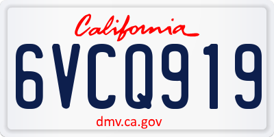 CA license plate 6VCQ919