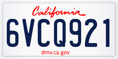 CA license plate 6VCQ921