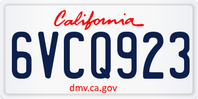 CA license plate 6VCQ923