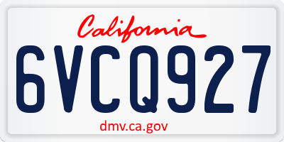 CA license plate 6VCQ927