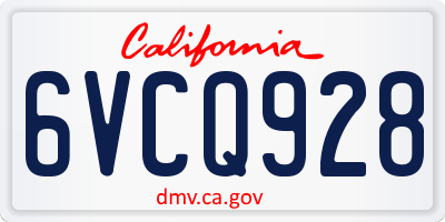 CA license plate 6VCQ928