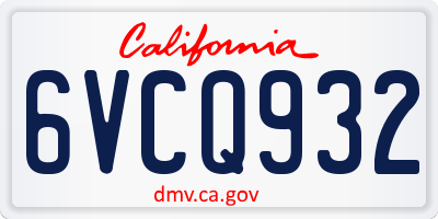 CA license plate 6VCQ932