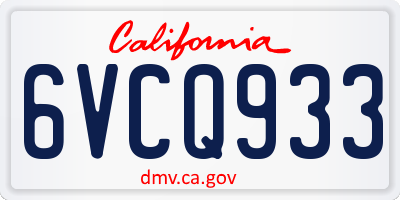 CA license plate 6VCQ933