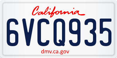 CA license plate 6VCQ935