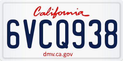 CA license plate 6VCQ938