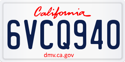 CA license plate 6VCQ940