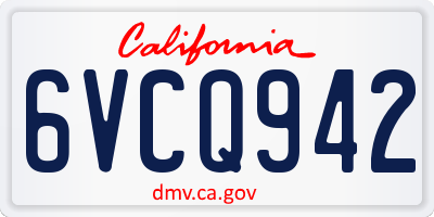 CA license plate 6VCQ942