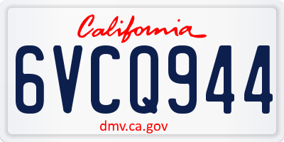 CA license plate 6VCQ944