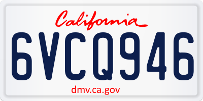 CA license plate 6VCQ946