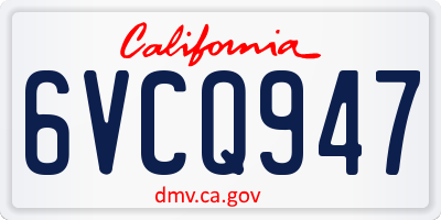 CA license plate 6VCQ947