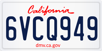 CA license plate 6VCQ949
