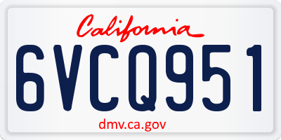 CA license plate 6VCQ951
