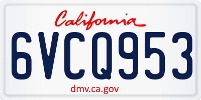 CA license plate 6VCQ953