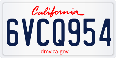 CA license plate 6VCQ954