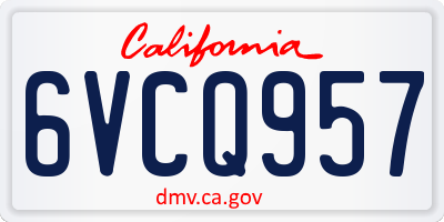 CA license plate 6VCQ957