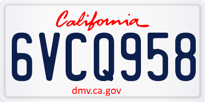 CA license plate 6VCQ958