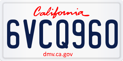 CA license plate 6VCQ960
