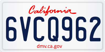 CA license plate 6VCQ962