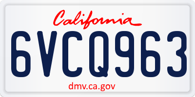 CA license plate 6VCQ963