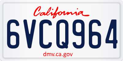 CA license plate 6VCQ964