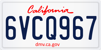 CA license plate 6VCQ967