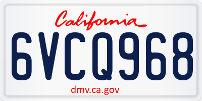 CA license plate 6VCQ968