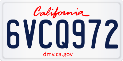 CA license plate 6VCQ972