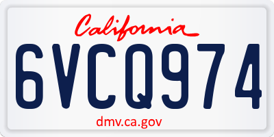 CA license plate 6VCQ974