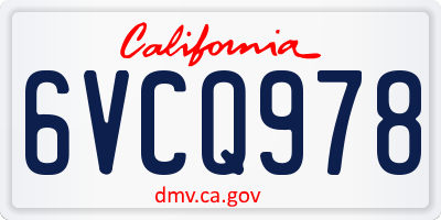 CA license plate 6VCQ978