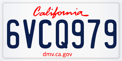 CA license plate 6VCQ979