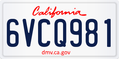 CA license plate 6VCQ981