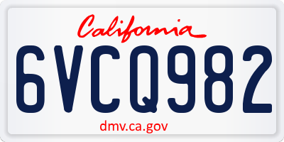 CA license plate 6VCQ982