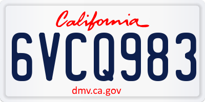 CA license plate 6VCQ983