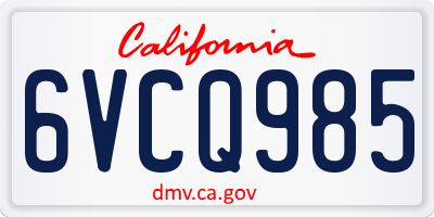 CA license plate 6VCQ985