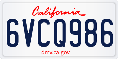 CA license plate 6VCQ986