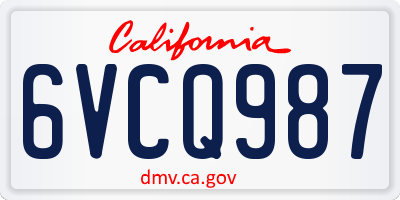 CA license plate 6VCQ987