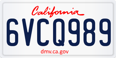 CA license plate 6VCQ989