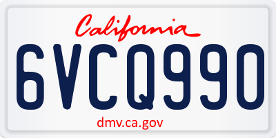 CA license plate 6VCQ990