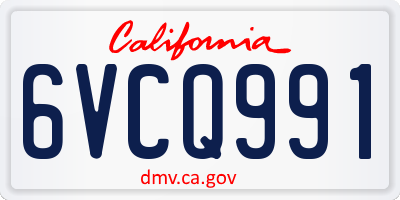 CA license plate 6VCQ991