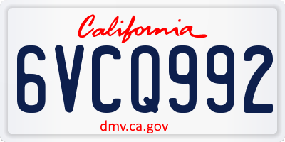 CA license plate 6VCQ992