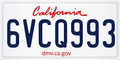 CA license plate 6VCQ993