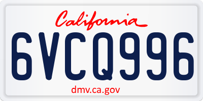 CA license plate 6VCQ996