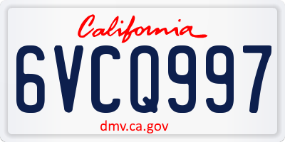 CA license plate 6VCQ997